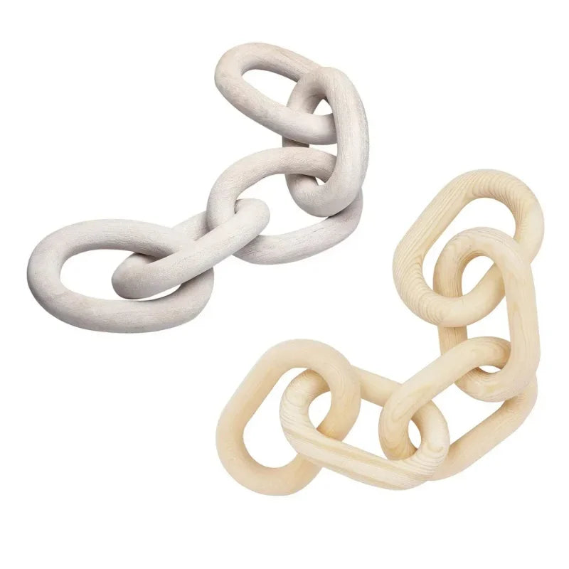 Hand-Carved Wooden Chain Link | Rustic Home Ornament