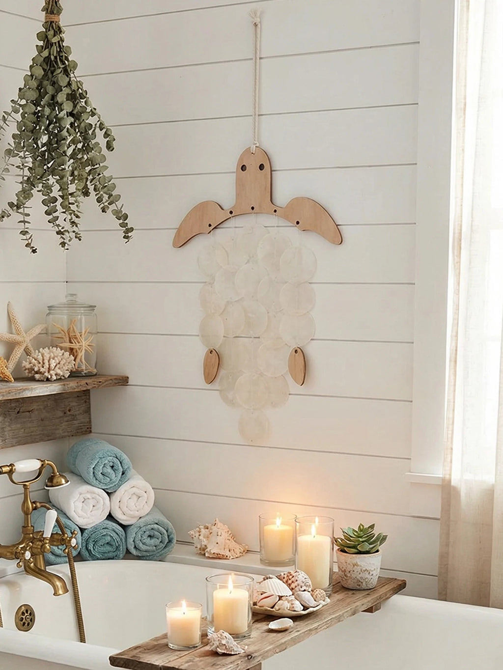 Handcrafted Turtle Capiz Shell Wind Chime
