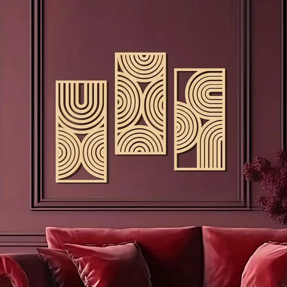 3pcs Wooden Abstract Wall Art Deco