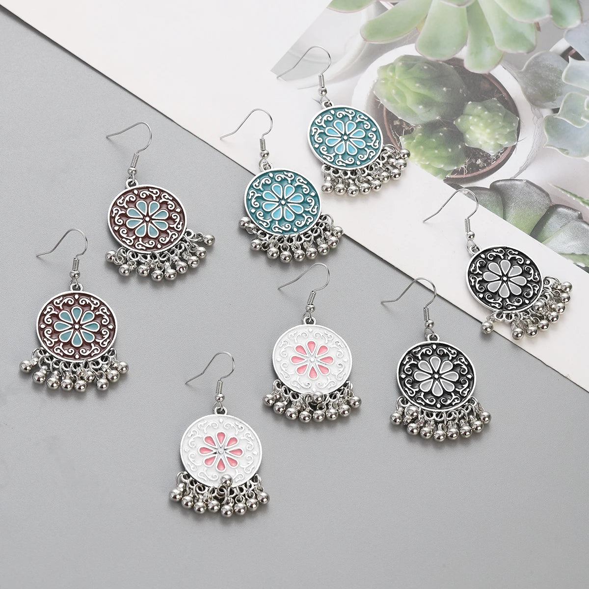 Floral Tassel Drop Earrings