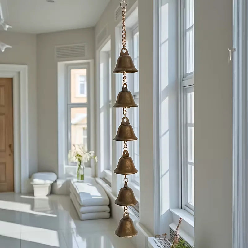Rustic Iron Wind Chime with Decorative Chain