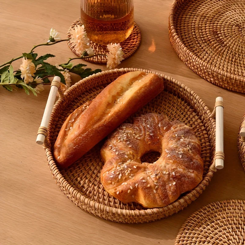 Handmade Wicker Serving Tray with Handles