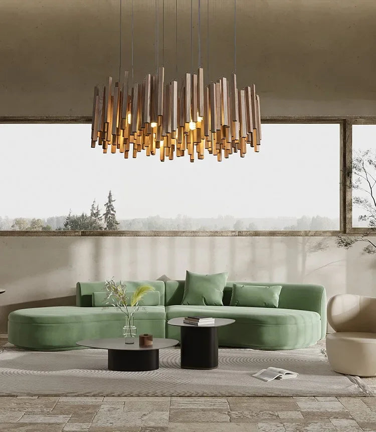 Solid Wood Farmhouse Pendant Chandelier | Dining Room & Kitchen Hanging Light