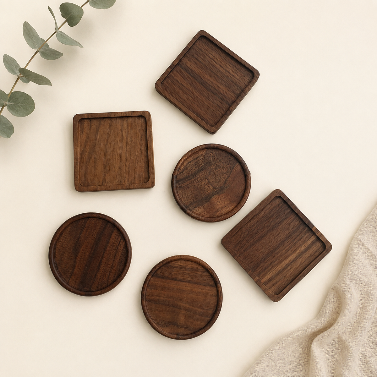 Japanese Walnut  Wooden Coasters