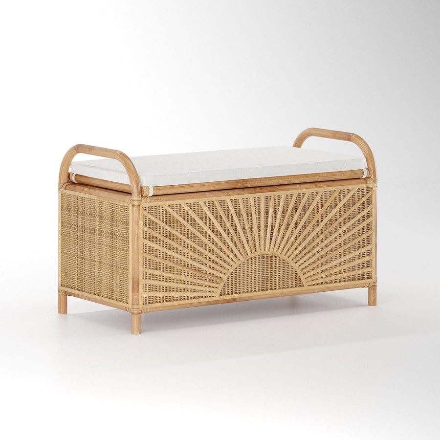Wooden Trunk Storage Ottoman Bench