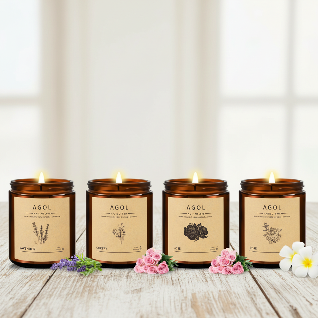 4 Pack Of Amber Jar Scented Candles