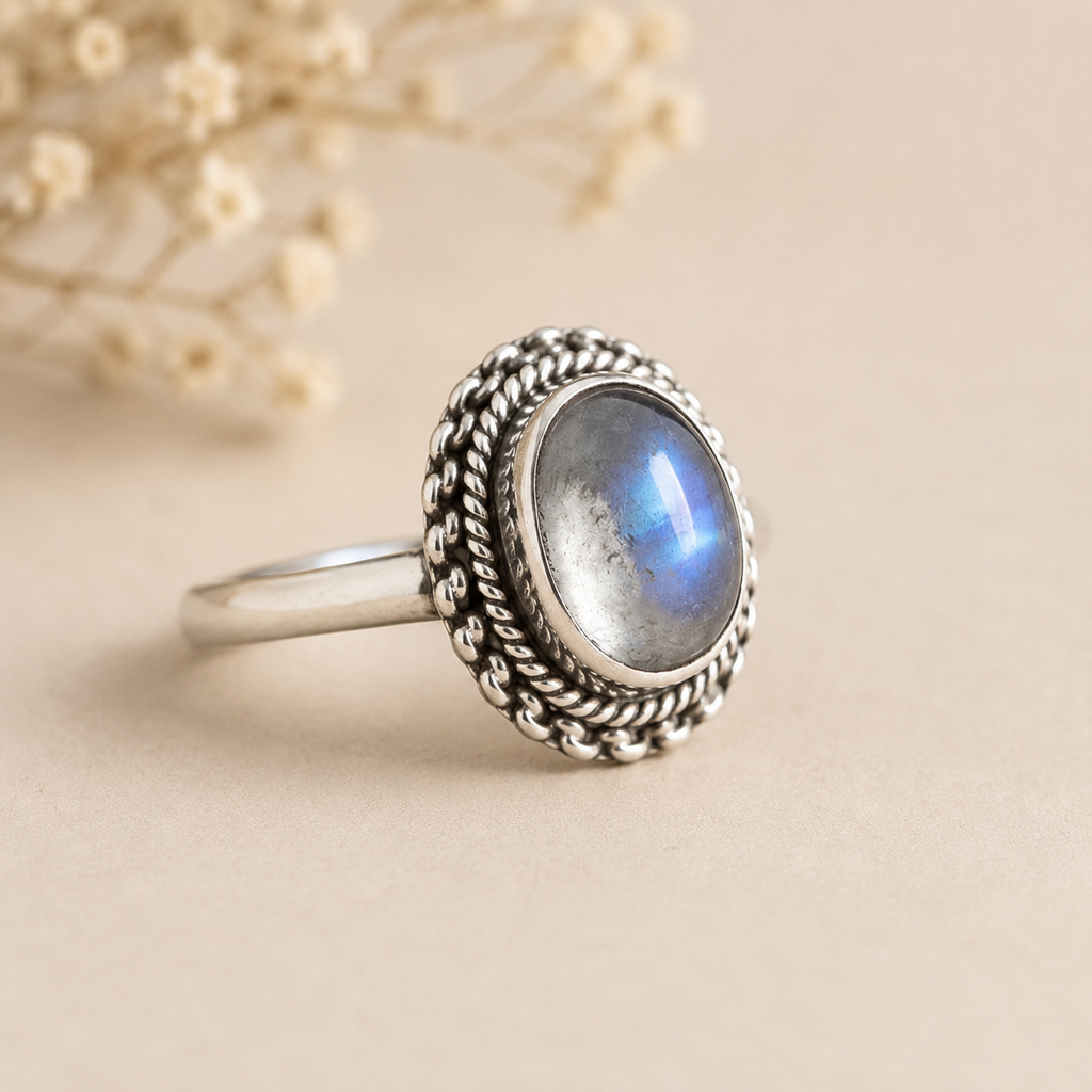 Moonstone Inlaid Ring