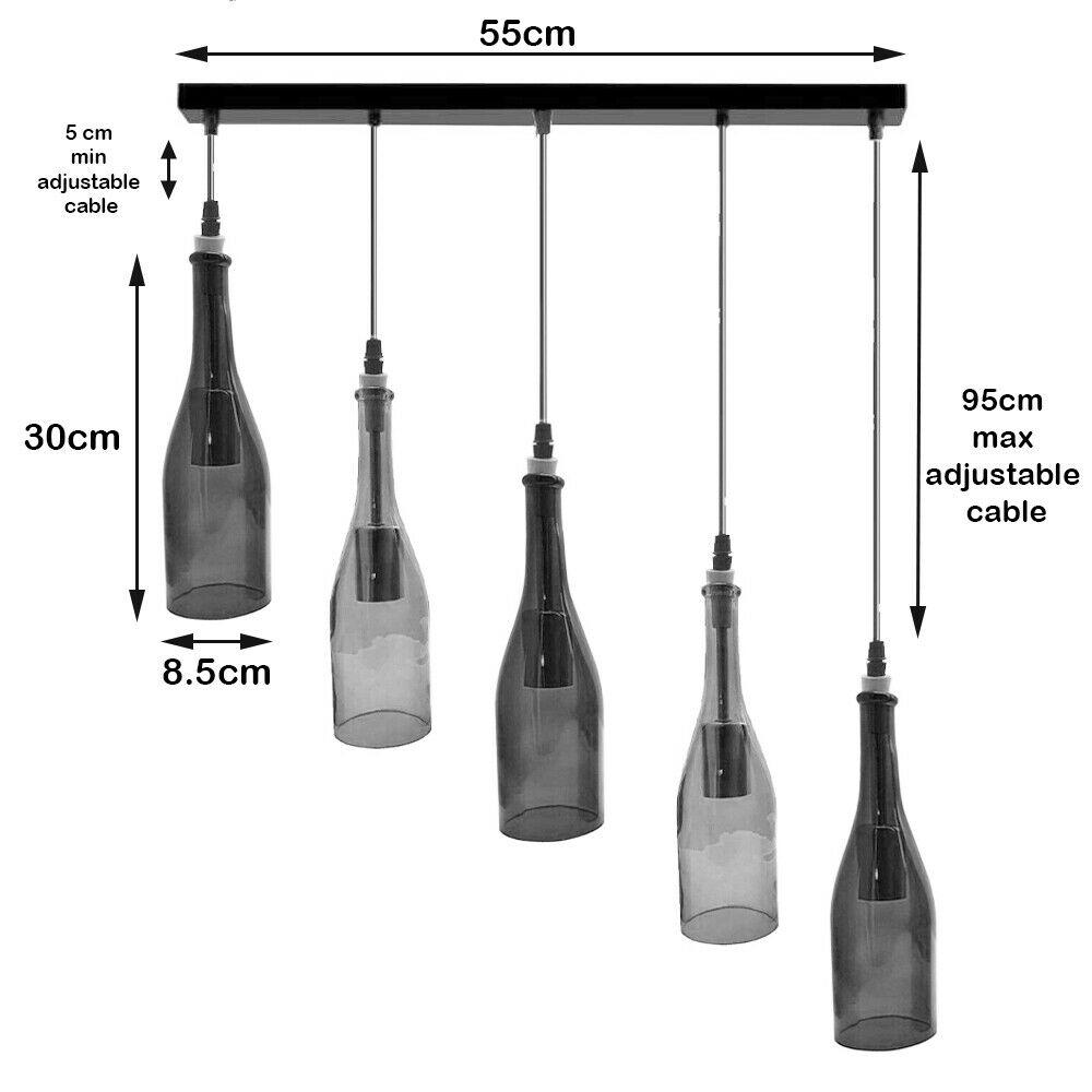 Industrial Wine Bottle Cluster Pendant Light 5 Head E27~2205