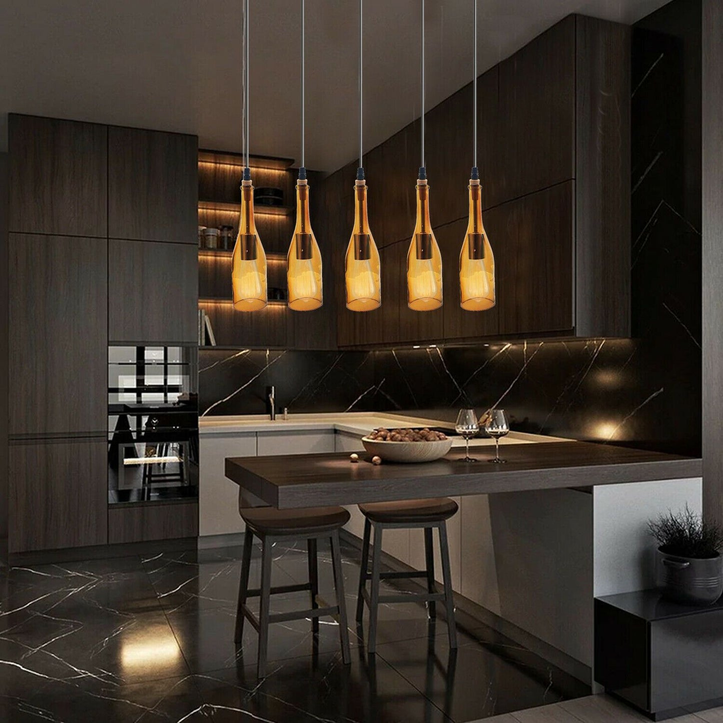 Industrial Wine Bottle Cluster Pendant Light 5 Head E27~2205
