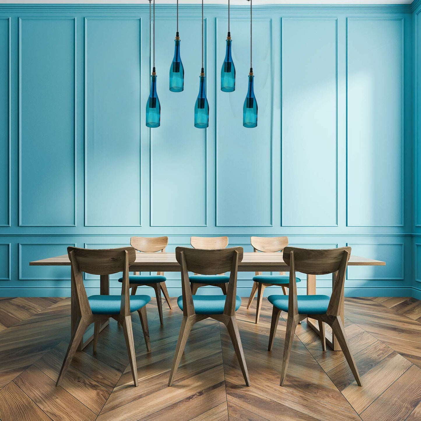 Industrial Wine Bottle Cluster Pendant Light 5 Head E27~2205