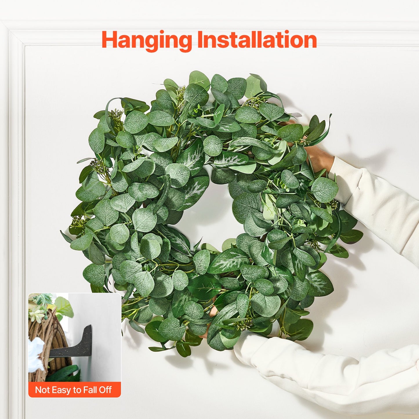 Artificial Decorative Wreath, 26 in, Green, Decorated with Eucalyptus