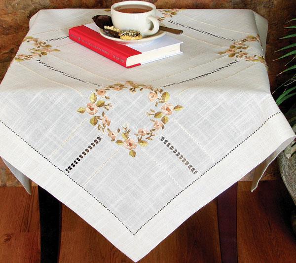 Xia Home Fashions Crewel Rose Placemats Embroidery Hemstitch 14x20